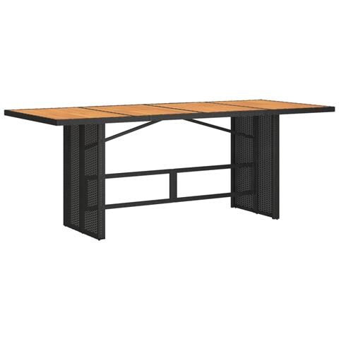 Tavolo Giardino Piano Legno Acacia Nero 190x80x75 Cm Polyrattan - Foto 2