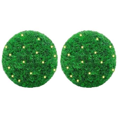 Sfere di Bosso Artificiale con Luci LED 2 pz Verdi 27 cm - Foto 1