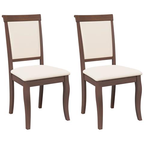 Sedie da Pranzo con Cuscini 2pz Marrone Legno Massello di Hevea - Foto 1