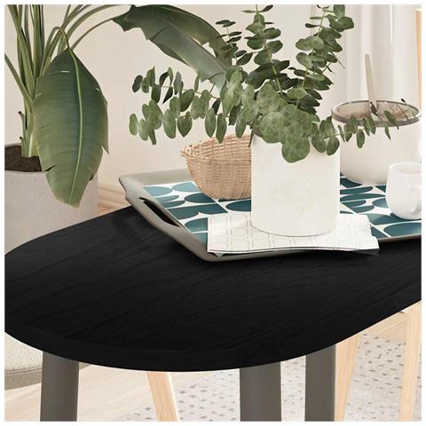 Piano Tavolo Marrone Scuro 80x40x2 Cm In Rovere Massello Ovale - Foto 1