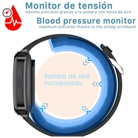 Smartwatch P60 Con Pompa D'aria E Pallone Per Test Di Pressione Sanguigna Reale. Termometro Corporeo, Frequenza Respiratoria. - Foto 2