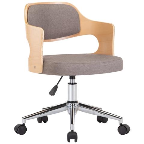 Sedia Da Pranzo Girevole Grigio Talpa Legno Ricurvo E Tessuto - Foto 1