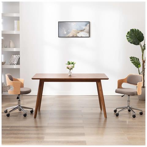 Sedia Da Pranzo Girevole Grigio Talpa Legno Ricurvo E Tessuto - Foto 8