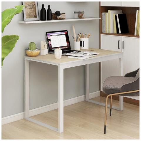 Lusso Casadino - Scrivania Computer Bianca E Rovere 110x60x73 Legno Multistrato - Foto 6