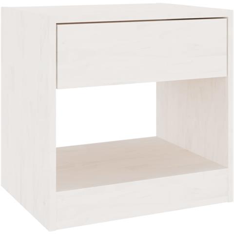Lusso Casadino -  Comodino Bianco 40x31x40 Cm In Legno Massello Di Pino - Foto 1