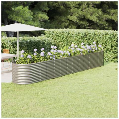 Letto Giardino Acciaio Verniciato A Polvere 512x80x68cm Argento - Foto 6