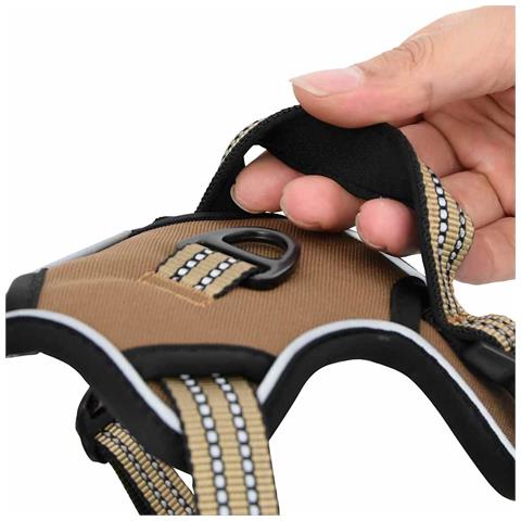 Pettorina per Cani con Strisce Riflettenti Regolabile Marrone L - Foto 10