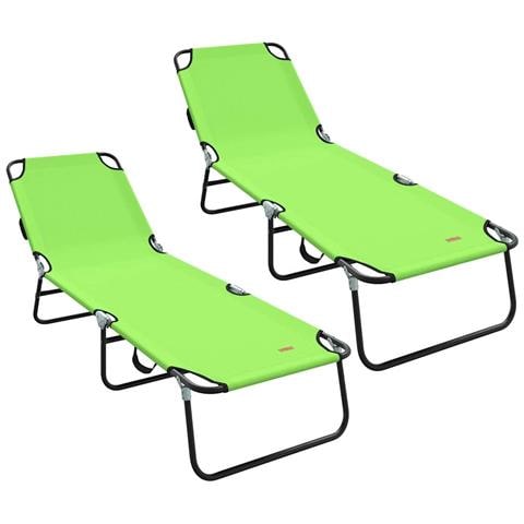 Lettino Prendisole 2 pcs Portatile Verde in Tessuto Oxford 600D - Foto 1