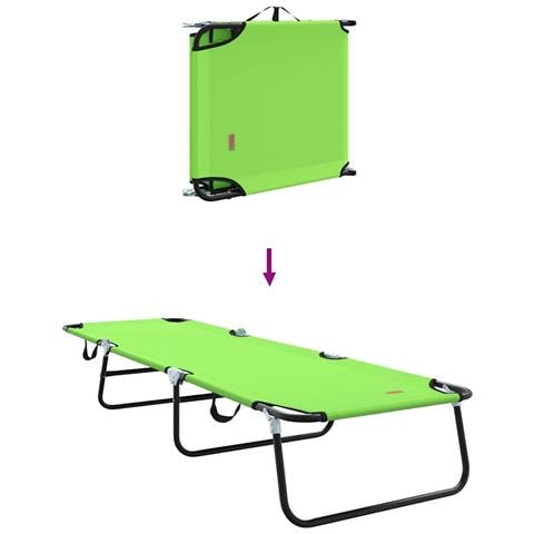 Lettino Prendisole 2 pcs Portatile Verde in Tessuto Oxford 600D - Foto 9