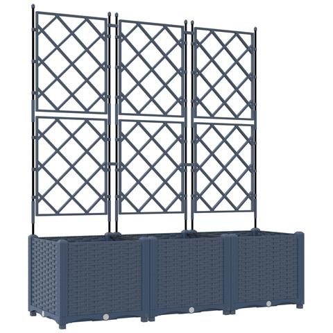 Vaso da giardino con trellis 3 pz Grigio 120x40x143 cm - Foto 1