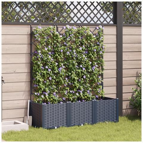 Vaso da giardino con trellis 3 pz Grigio 120x40x143 cm - Foto 2