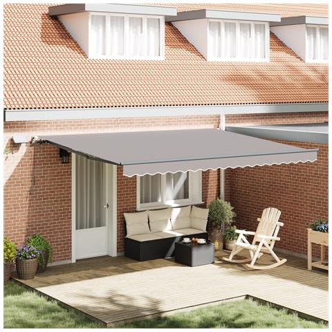 Tenda Retrattile Manuale  con Luce Grigia Chiara 450x300 cm, Tessuto di Ricambio per Tenda  per Struttura 4,5x3 m Grigia Chiara - Foto 2