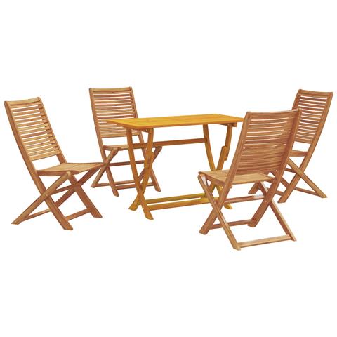 Set da Pranzo da Giardino in 5 Pezzi Legno Massello di Acacia - Foto 1