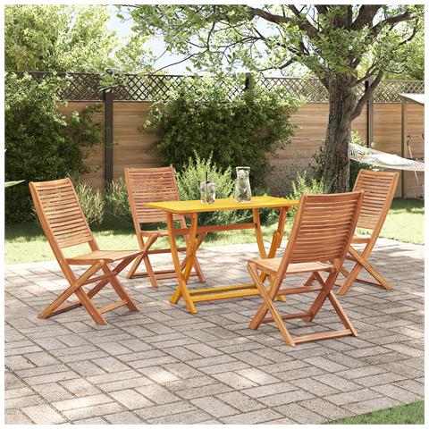 Set da Pranzo da Giardino in 5 Pezzi Legno Massello di Acacia - Foto 2