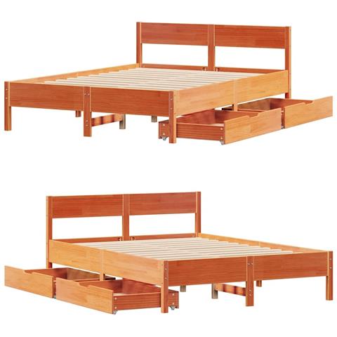 Letto senza Materasso Marrone Cera 120x190 cm in Legno di Pino - Foto 9