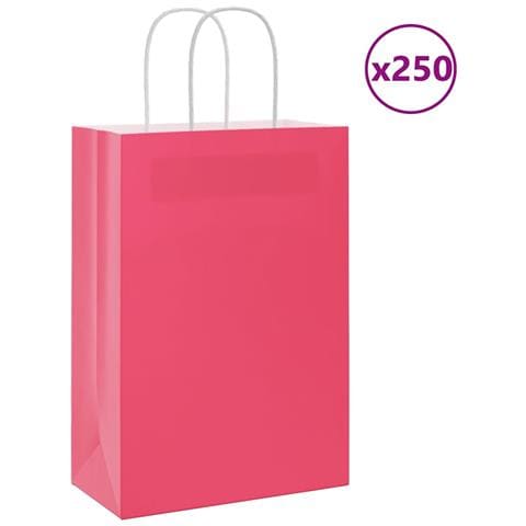 Sacchetti di Carta 250 pz con Manici Rosa 21x11x31 cm - Foto 1
