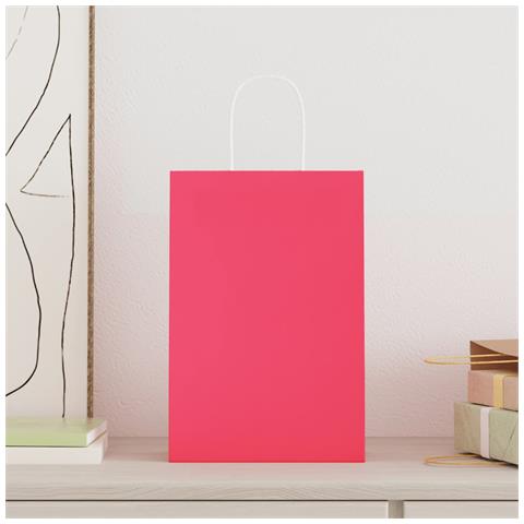 Sacchetti di Carta 250 pz con Manici Rosa 21x11x31 cm - Foto 2