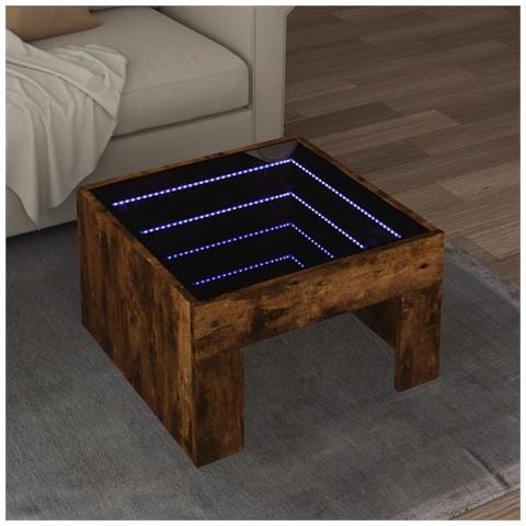 Tavolino da Salotto con LED Infinity Rovere Fumo 50x50x30 cm - Foto 2