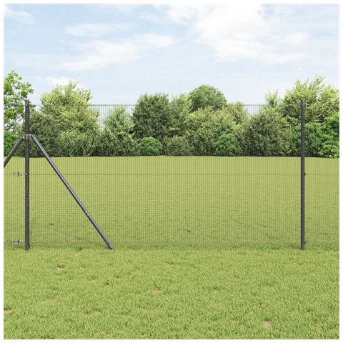 Recinzione in Rete Saldato con 13 Pali Grigio 1x50 m Acciaio - Foto 2
