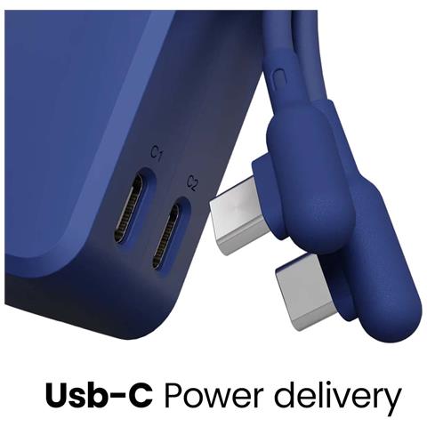 Powerbank Thumboost Da 5000 Mah Con 2 Porte Usb-c Da 20 W E Cavo Usb-c, Blu - Foto 2