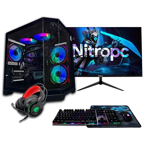 Pc Gaming Nitropc Pack Gold Nero - I5-12400f, Rtx 3050 8 Gb, 16 Gb Ddr4, 1 Tb M2, Win11, Monitor 24"" Fhd 120hz Ips E Accessori Gaming Completi - Pronto Per Giocare - Foto 1