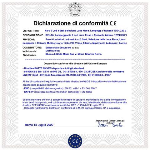 Luce Gialla 9 Led Su 3 Steli Funzioni Fissa Lampeggiante O Rotante Aliment. 12/24/230 V Montaggio Da Palo O Parete Uso - Foto 4