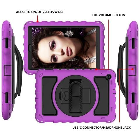 Custodia Per Samsung Galaxy Tab A 8.0"" Supporto E Tracolla Viola - Foto 2