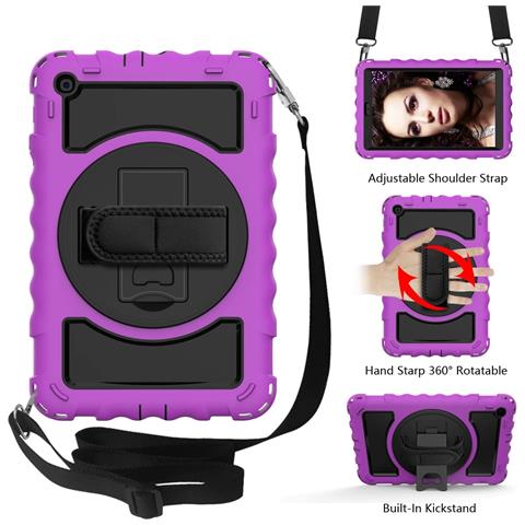 Custodia Per Samsung Galaxy Tab A 8.0"" Supporto E Tracolla Viola - Foto 4