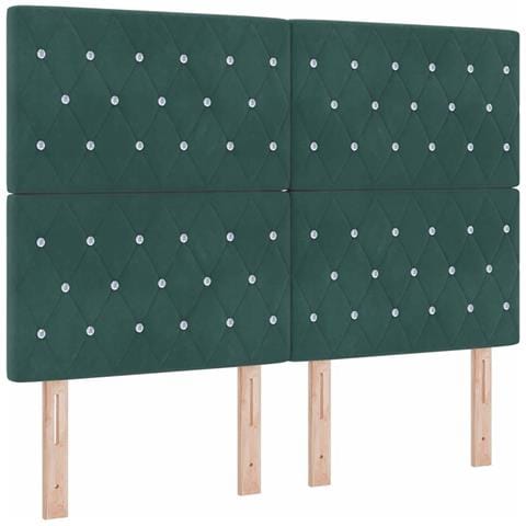 Testiera LED Argille con testiera Verde scuro 144 cm Velluto - Foto 1