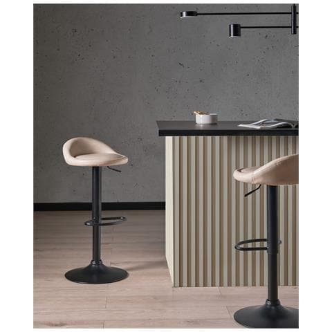 Set Di 2 Sgabelli Da Bar Meeder Pelle Sintetica Beige Chiaro - Foto 1