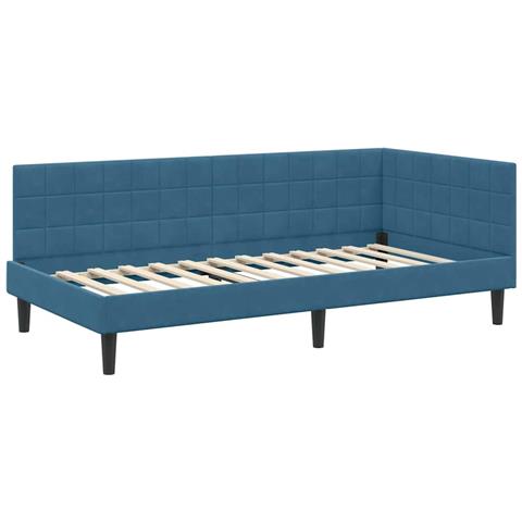 Cornice del letto ad angolo Blu 100 cm x 200 cm Velluto - Foto 1