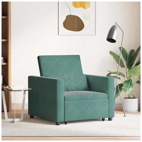 Divano Letto Singolo Verde scuro 90 x 165 x 87 cm Velluto - Foto 2