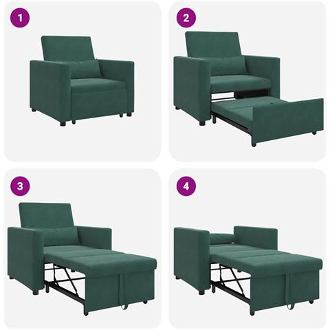 Divano Letto Singolo Verde scuro 90 x 165 x 87 cm Velluto - Foto 9