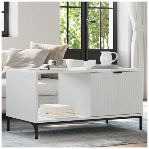 Tavolino da salotto Bianco 90 x 49 x 46 cm Legno multistrato - Foto 2