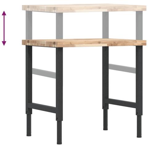 Banco Lavoro 80x60x(73-99,5) cm Legno di Faggio Rettangolare - Foto 9