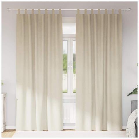 Tende con tende 2 pcs Crema 140 x 245 cm Velluto - Foto 2