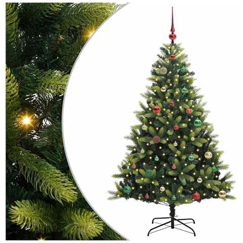 Albero di Natale Artificiale Pieghevole 150 LED Verde 150 cm - Foto 1