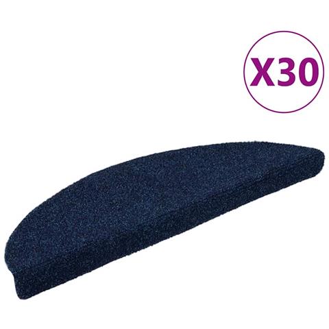 Tappetini per scale autoadesivi 30 pz 56x17x3 cm blu navy semicircolari - Foto 1