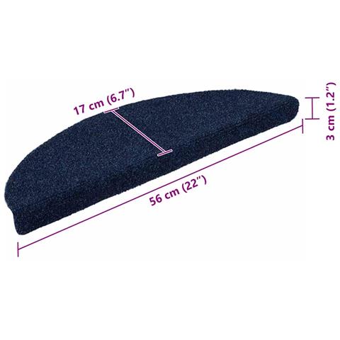 Tappetini per scale autoadesivi 30 pz 56x17x3 cm blu navy semicircolari - Foto 8