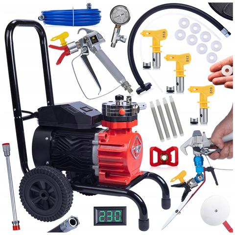 Pompa Airless Red Strong Storm 1100 Rss05 - 3500w, 22mpa, 18l /min | Set Con Pistola, Lancia, Filtri, Manometro, Accessori Verniciatura - Foto 1