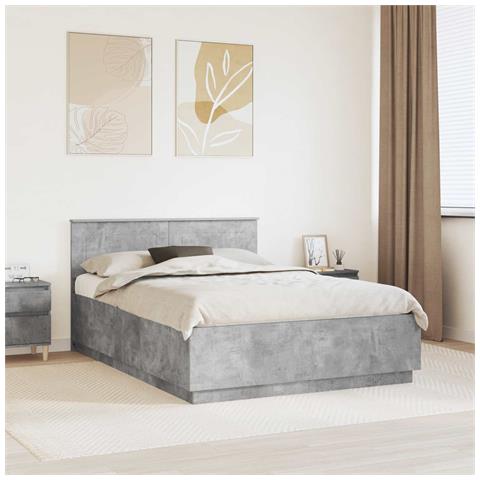 Struttura del letto con testiera Grigio cemento 140 x 200 cm - Foto 2