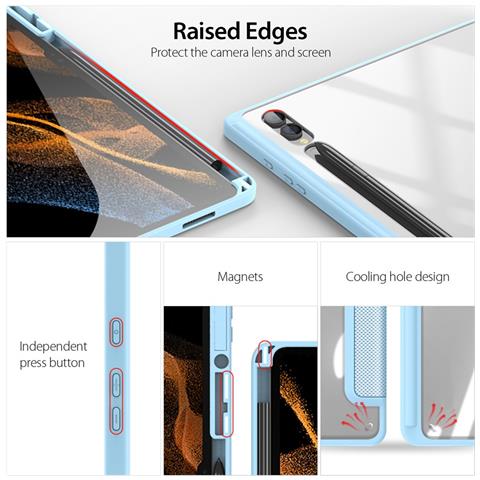 Cover per Galaxy Tab S9 Ultra - Pelle /PU, Blu - Foto 4