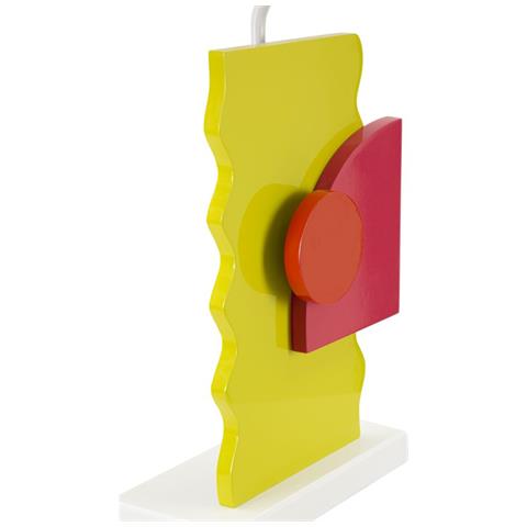 Lampada Da Tavolo Color B In Mdf Multicolore Con Paralume In Tessuto Arancione - Foto 2