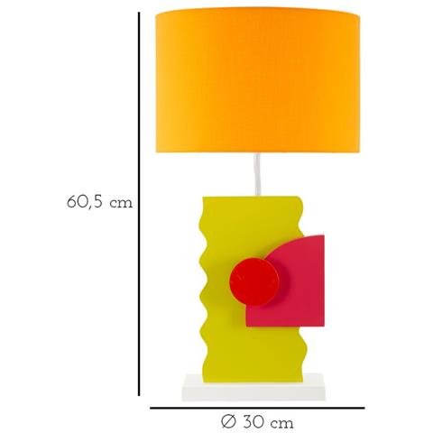 Lampada Da Tavolo Color B In Mdf Multicolore Con Paralume In Tessuto Arancione - Foto 6