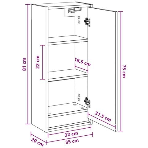 Mobile lavabo da parete Bianco 35 x 20 x 81 cm - Foto 7