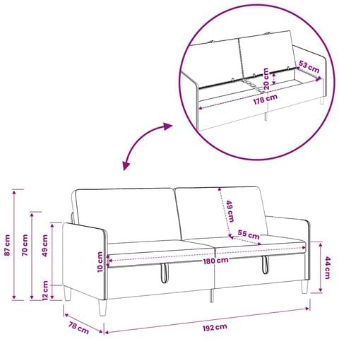 Divano con Storage Blu Polizia 192 x 78 x 87 cm Poliestere - Foto 7