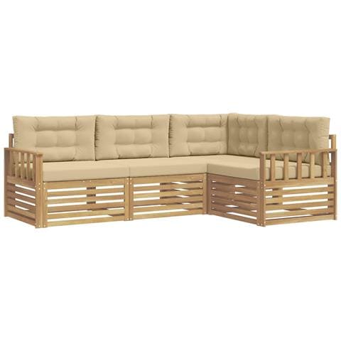 Set di divani da esterno 5 pcs Bianco e Beige Poliestere - Foto 1