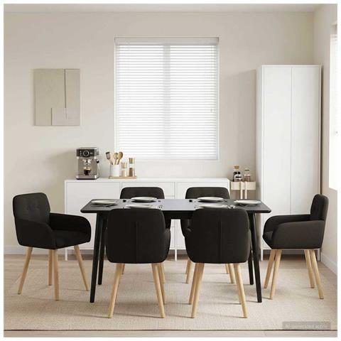 Sedie da pranzo 6 pcs Bouclé Nero 59 x 57 x 85 cm - Foto 2