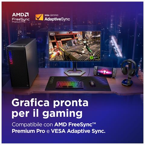 Legion Pro 27Q-10 - Monitor Gaming 26.5" QD-OLED Flat QHD 2560x1440 0 280Hz 0.03ms - AMD FreeSync Premium Pro + VESA AdaptiveSync 2xHDMI 2.1 + 1xDP 1.4 - Stand Height + Tilt + Swivel + Pivot Cavo HDMI + DP + USB A /B incluso - Foto 2
