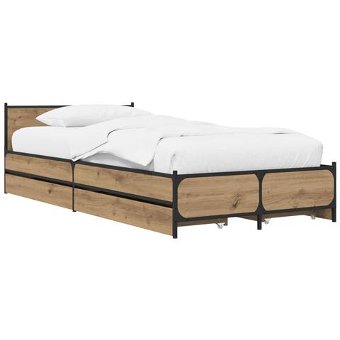 Struttura letto con testata Rovere Artigianale 80 x 200 cm - Foto 1